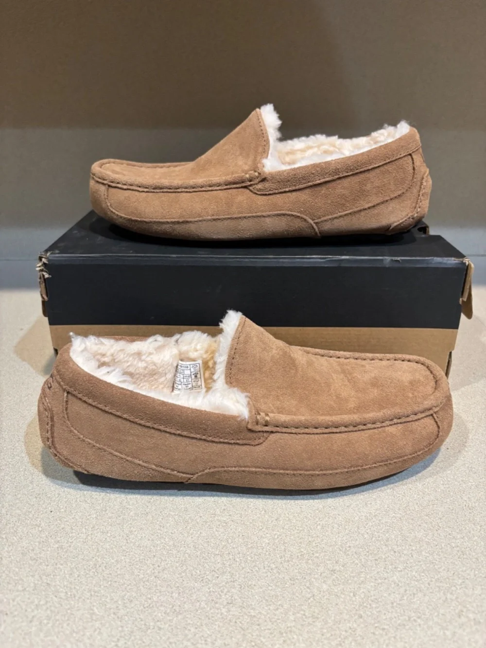 NWT MENS UGG ASCOT CHESTNUT SUEDE SLIPPERS SZ 9